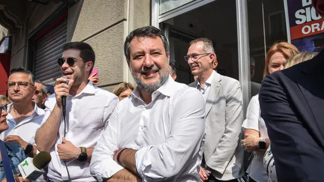 Il ministro Matteo Salvini all’inaugurazione della nuova sede della Lega in via Vespri Siciliani, Milano 13 Giugno 2025 ANSA/MATTEO CORNER
