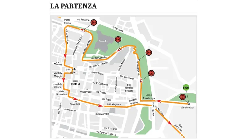 Mille Miglia 2024, la mappa del passaggio in centro a Brescia del 17 giugno