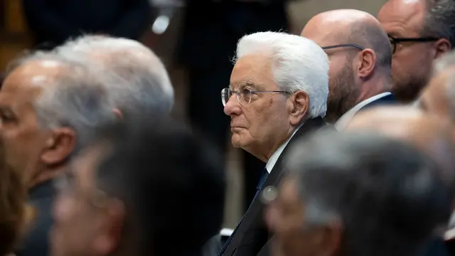 il presidente della Repubblica Sergio Mattarella, durante la presentazione del rapporto sulla sicurezza della fondazione Futuri Probabili. Roma, 16 giugno 2025 ANSA/MASSIMO PERCOSSI