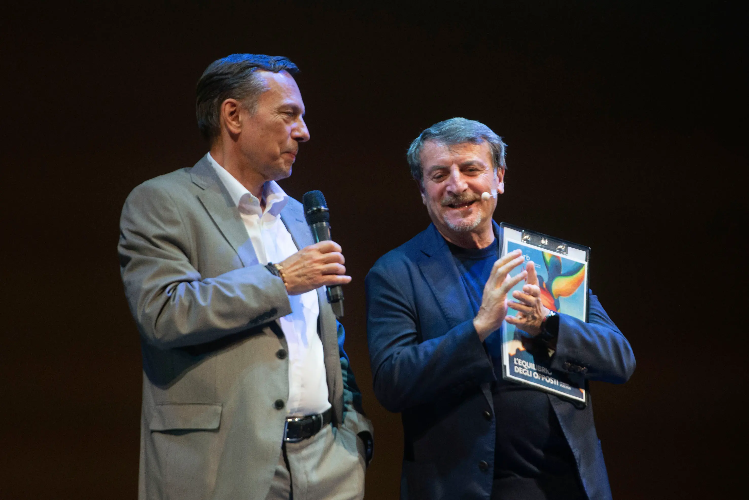 SPETTACOLI BRESCIA TEATRO SOCIALE CTB SERATA EVENTO DI PRESENTAZIONE DELLA STAGIONE TEATRALE 2025 2026 NELLA FOTO GIAN MARIO BANDERA GIACOMO PORETTI 17-06-2025 PIERPAOLO PAPETTI AGENZIA NEWREPORTER