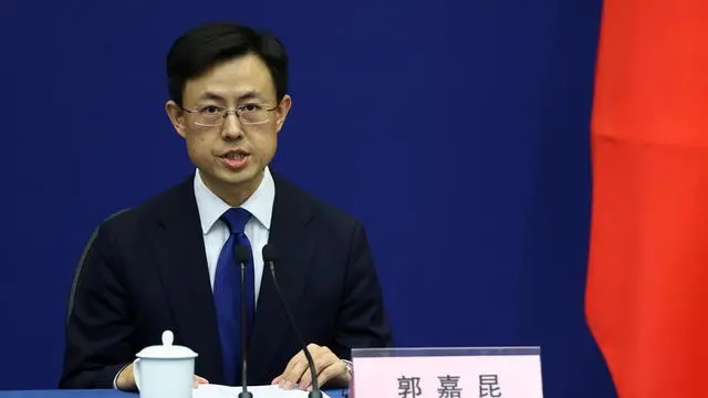 epa12090373 Chinese Ministry of Foreign Affairs spokesperson Guo Jiakun speaks during a press conference in Beijing, China, 11 May 2025. Assistant Foreign Minister Miao Deyu announced on 11 May that the Chinese president will attend and deliver a speech at the opening ceremony of the fourth ministerial meeting of the China-CELAC (Community of Latin American and Caribbean States) Forum in Beijing on 13 May. EPA/WU HAO