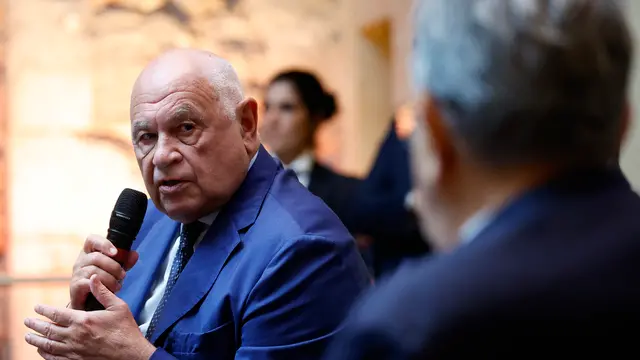 Carlo Nordio, Ministro della Giustizia durante il convegno dal titolo, Semplificare - Le buone leggi per far ripartire l’Italia, Roma 18 settembre 2023. ANSA/FABIO FRUSTACI