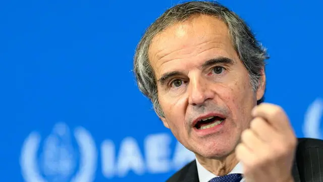 epa12166106 Director General of the International Atomic Energy Agency (IAEA) Rafael Mariano Grossi speaks during a press conference at an IAEA Board of Governors meeting at the IAEA headquarters of the United Nations in Vienna, Austria, 09 June 2025. EPA/MAX SLOVENCIK