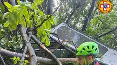 La cabina della funivia del Faito precipitata, 17 aprile 2025. Ã? al momento di tre vittime, un ferito grave e un disperso - il macchinista - il bilancio dell'incidente alla funivia del monte Faito. Sul posto stanno operando i vigili del fuoco e le squadre del soccorso alpino. ANSA/SOCCORSO ALPINO +++ ANSA PROVIDES ACCESS TO THIS HANDOUT PHOTO TO BE USED SOLELY TO ILLUSTRATE NEWS REPORTING OR COMMENTARY ON THE FACTS OR EVENTS DEPICTED IN THIS IMAGE; NO ARCHIVING; NO LICENSING +++ NPK +++