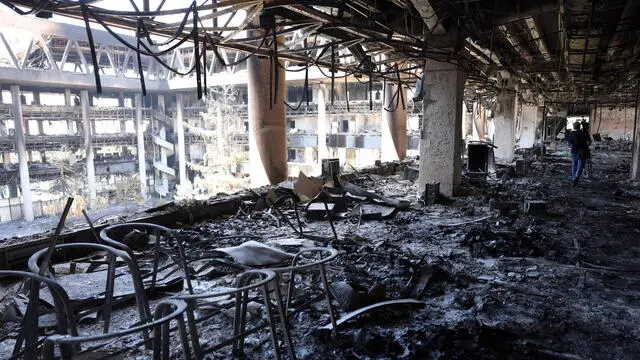 epa12184899 ​A view of the damaged building of Iranian state TV (IRIB) after an Israeli airstrike in Tehran, Iran, 19 June 2025. The Islamic Republic of Iran Broadcasting (IRIB) corporation building was hit by an overnight Israeli strike on 17 June. Israel and Iran have been exchanging fire since Israel launched strikes across Iran on 13 June 2025 as part of Operation 'Rising Lion.' EPA/ABEDIN TAHERKENAREH