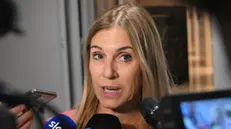 L’allenatrice delle Farfalle della Ginnastica Artistica, Emanuela Maccarani, rilascia dichiarazioni della sentenza. Roma, 29 settembre 2023. ANSA/CLAUDIO PERI