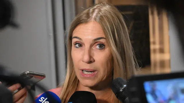 L’allenatrice delle Farfalle della Ginnastica Artistica, Emanuela Maccarani, rilascia dichiarazioni della sentenza. Roma, 29 settembre 2023. ANSA/CLAUDIO PERI