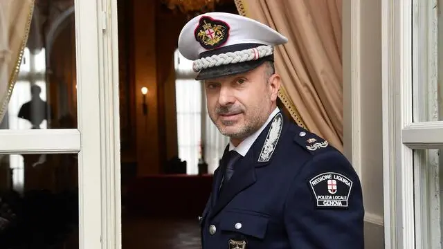 Gianluca Giurato, nuovo comandante del Corpo della Polizia Municipale di Genova, a margine della sua presentazione alla stampa a Palazzo Tursi, Genova, 24 aprile 2018. ANSA/LUCA ZENNARO