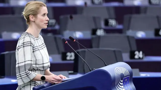 epa12182688 High Representative of the European Union for Foreign Affairs and Security Policy Kaja Kallas speaks during a debate on 'Upcoming NATO summit on 24-26 June 2025' during a session of the European Parliament in Strasbourg, France, 18 June 2025. The current European Parliament plenary session runs from 16 to 19 June. EPA/RONALD WITTEK
