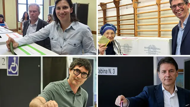 Combo referendum, al voto i leader politici. Da sx, in senso orario: Schlein, Bonino, Magi, Conte e Fratoianni