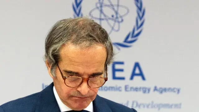 epa12178491 Director General of the International Atomic Energy Agency (IAEA), Rafael Mariano Grossi, attends the IAEA Board of Governors meeting held at the IAEA headquarters, United Nations seat, in Vienna, Austria, 16 June 2025. EPA/ALEX HALADA