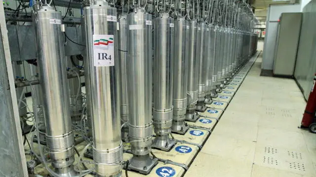 epa09130141 A handout photo made available by the Atomic Energy Organization (AEOI) of Iran shows centrifuge machines in the Natanz uranium enrichment facility in central Iran, 05 November 2019 (reissued 12 April 2021). Head of the Atomic Energy Organization of Iran (AEOI) Ali Akbar Salehi said an electricity disruption at Natanz nuclear facility on 11 April 2021 was a 'terrorist act' adding that his country reserves the rights to act against culprits. The AEOI said that an incident involving disruption of the Natanz nuclear facility's power network occurred, one day after President Hassan Rouhani inaugurated new centrifuges. EPA/AEOI HANDOUT HANDOUT EDITORIAL USE ONLY/NO SALES