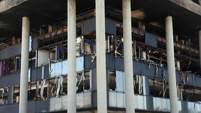 epa12184896 ​A view of the damaged building of Iranian state TV (IRIB) after an Israeli airstrike in Tehran, Iran, 19 June 2025. The Islamic Republic of Iran Broadcasting (IRIB) corporation building was hit by an overnight Israeli strike on 17 June. Israel and Iran have been exchanging fire since Israel launched strikes across Iran on 13 June 2025 as part of Operation 'Rising Lion.' EPA/ABEDIN TAHERKENAREH
