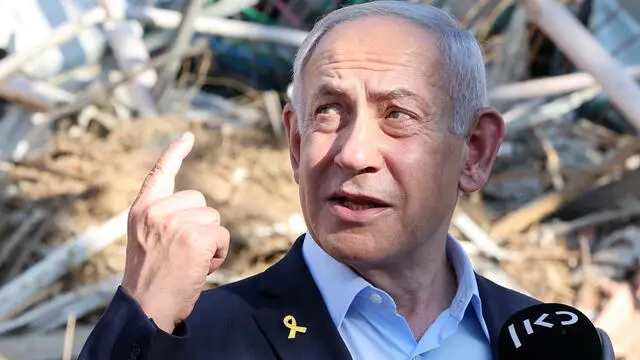 epa12187739 Israel's Prime Minister Benjamin Netanyahu delivers a statement as he visits the site of the Weizmann Institute of Science, which was hit by Iranian missiles in the central city of Rehovot, Israel, 20 June 2025. Iran and Israel have been exchanging fire since Israel carried out missile strikes on Iran on 13 June 2025. EPA/JACK GUEZ / POOL
