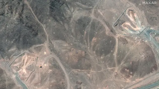 epa12190791 A handout satellite image made available by Maxar Technologies shows a closer view of tunnel entrances to the Fordo underground uranium enrichment following US airstrikes, in Iran, 22 June 2025. The US forces struck three of Iran's key nuclear sites: Natanz, Isfahan and Fordo (Fordow), US President Trump announced on 21 June. EPA/MAXAR TECHNOLOGIES HANDOUT MANDATORY CREDIT: SATELLITE IMAGE 2025 MAXAR TECHNOLOGIES -- THE WATERMARK MAY NOT BE REMOVED/CROPPEDHANDOUT EDITORIAL USE ONLY/NO SALES