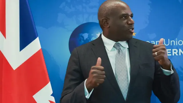 epa12170259 British Foreign Secretary David Lammy looks on ahead of a meeting in Brussels, Belgium, 11 June 2025. The UK and Spain earlier have struck a deal over Gibraltar’s future, concluding four years of on-off negotiations, with the two sides agreeing on measures to ensure people can move freely across the land border between Gibraltar and Spain with no checks, and to introduce Eurostar-style dual border checks at the airport. EPA/OLIVIER HOSLET
