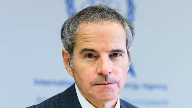 epa12192287 Director General of the International Atomic Energy Agency (IAEA), Rafael Mariano Grossi, gestures during a press conference during an IAEA Board of Governors meeting at the IAEA headquarters of the United Nations seat in Vienna, Austria, 23rd June 2025. EPA/MAX SLOVENCIK
