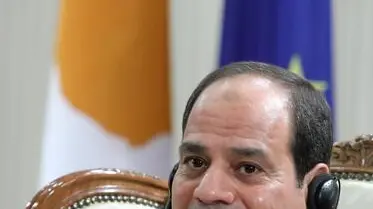 epa06340133 Egyptian President Abdel Fattah al-Sisi listens to the translation as he attends a joint news conference with Cyprus' President Nicos Anastasiades (unseen) following their meeting at the Presidential Palace in Nicosia, Cyprus, 20 November 2017. Sisi arrived for a two-days visit during which hereportedly is expected to also attend the fifth tripartie meeting between Cyprus, Greece and Egypt. EPA/KATIA CHRISTODOULOU