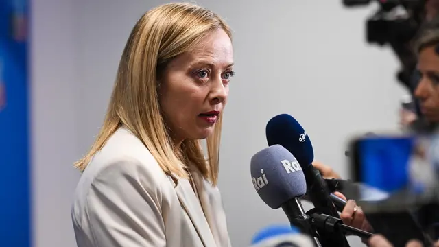 epa12196743 Italian Prime Minister Giorgia Meloni during a press conference after the NATO summit at the World Forum The Hague, The Netherlands, 25 June 2025. The Netherlands, for the first time in NATO's history of existence, is hosting a NATO summit. EPA/JONAS ROOSENS