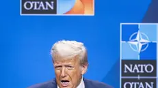 epa12196836 US President Donald Trump attends a press conference after the NATO Summit in The Hague, Netherlands, 25 June 2025. EPA/Robin van Lonkhuijsen