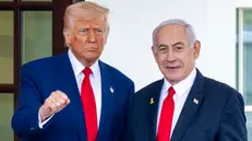 epa12016426 US President Donald J. Trump (L) greets Israeli Prime Minister Benjamin Netanyahu (R) as he arrives for a meeting at the West Wing of the White House in Washington, DC, USA, 07 April 2025. President Trump and Prime Minister Netanyahuâ€™s East Room press conference has been cancelled. EPA/SHAWN THEW