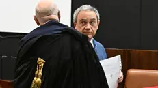 Marco Soracco, unico imputato presente, e il suo avvocato Andrea Vernazza, durante l'udienza per l'omicidio di Nada Cella. Genova, 20 2025. ANSA/LUCA ZENNARO