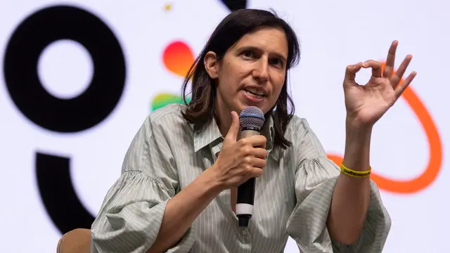 Il segretario del PD Elly Schelin in visita alla festa dell?unita. Roma, 24 giugno marzo 2025 ANSA/MASSIMO PERCOSSI