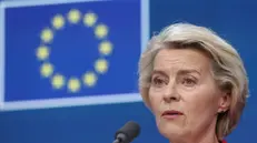 epa12200057 European Commission President Ursula von der Leyen attends a press conference during the EU leaders' Summit in Brussels, Belgium, 26 June 2025. EPA/OLIVIER HOSLET