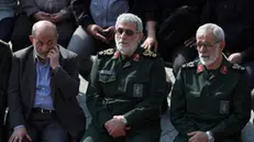 epa11659974 Head of Iranian Quds forces General Esmail Qaani (C) attends the funeral ceremony of former Islamic Revolutionary Guard Corps (IRGC) Brigadier General Abbas Nilforoushan in Tehran, Iran, 15 October 2024. Nilforoushan was killed in an Israeli airstrike on 27 September in the southern suburb of Beirut (Dahiyeh), along with Lebanonâ€™s Hezbollah leader Hassan Nasrallah, the IRGC said in a statement. Nilforoushan will be buried in his hometown of Isfahan, Iran, on 17 October. EPA/ABEDIN TAHERKENAREH