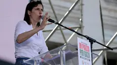 Secretary of Democratic Party, Elly Schlein, delivers a speech during a rally for Gaza and against the massacre of Palestinian people in Gaza, Rome, Italy, 07 June 2025. ANSA/RICCARDO ANTIMIANI