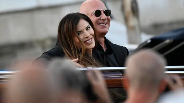 Lauren Sanchez Bezos, and Jeff Bezos depart from the Aman hotel to attend the last party of their wedding celebrations in Venice,Venice, Italy, 28 June 2025,. ANSA/DANIEL DAL ZENNARO