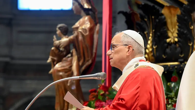 Pope Leo XIV presides Holy Mass on the Solemnity of the Holy Apostles Peter and Paul, in Saint Peter's Basilica, in Vatican City, 29 June 2025. ANSA/US VATICAN MEDIA +++ NPK +++ NO SALES, EDITORIAL USE ONLY +++