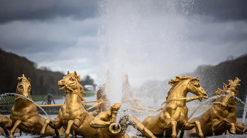 epaselect epa11249656 The sculptural fountain 'The Apollo Basin' by French sculptor Jean-Baptiste Tuby is seen at the end of restoration works in the Gardens of the Palace of Versailles, west of Paris, France, 29 March 2024. The gardens of the Chateau de Versailles will be the host venue for equestrian events and the modern pentathlon at the Paris 2024 Olympic Games and Paralympic Games. The Apollo Fountain is presented after a year of restoration marking the launch of the new season of Grandes Eaux Musicales. EPA/CHRISTOPHE PETIT TESSON