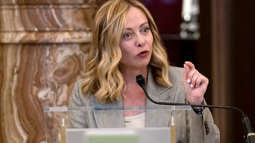 Il presidente del consiglio Giorgia Meloni, durante la cerimonia in memoria di Paolo Borsellino. Roma, 30 giugno marzo 2025 ANSA/MASSIMO PERCOSSI