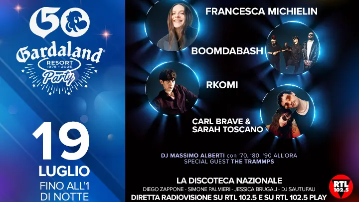 La locandina del Gardaland 50th Anniversary Party