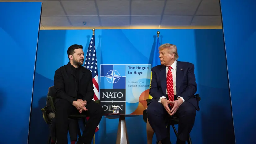 epa12197009 A handout photo made available by the Presidential Press Service of Ukraine shows Ukrainian President Volodymyr Zelensky (L) and US President Donald J. Trump (R) attending a meeting on the sidelines of the NATO summit in The Hague, Netherlands, 25 June 2025. The Netherlands, for the first time in NATO's history of existence, is hosting a NATO summit. EPA/UKRAINIAN PRESIDENTIAL PRESS SERVICE / HANDOUT HANDOUT EDITORIAL USE ONLY/NO SALES