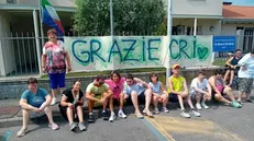 Lo striscione con il "grazie" dei ragazzi del La Nuova Cordata Coop.va Sociale Onlus