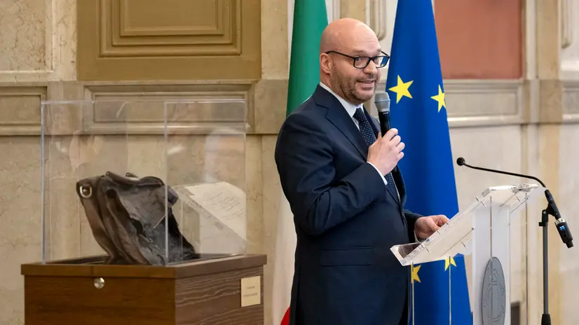 Il presidente della Camera dei Deputati Lorenzo Fontana, durante la cerimonia in memoria di Paolo Borsellino. Roma, 30 giugno marzo 2025 ANSA/MASSIMO PERCOSSI