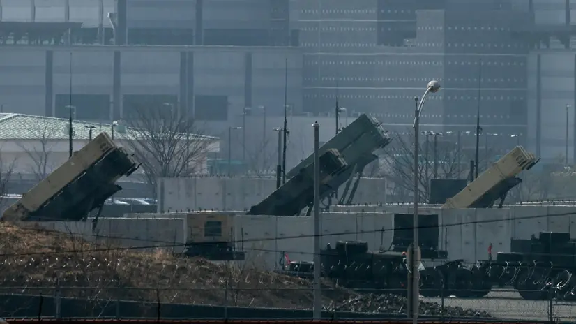 epa11953182 Patriot Advanced Capability-3 surface-to-air guided interceptors are deployed at US Camp Humphreys in Pyeongtaek, South Korea, 10 March 2025. North Korea fired multiple ballistic missiles toward the Yellow Sea, South Korea's military said, as Seoul and Washington launched their annual military drills, marking the North's first known ballistic missile test since US President Donald Trump's return to the White House. EPA/YONHAP SOUTH KOREA OUT