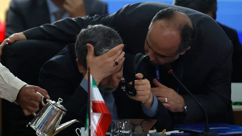 epa12221402 Iranian Foreign Minister Seyed Abbas Araghchi (L), participates in the BRICS summit in Rio de Janeiro, Brazil 06 July 2025. The BRICS began their first summit on 06 July in Rio de Janeiro since the forum expanded from five to eleven members, amid tensions generated by the trade war unleashed by US President Donald Trump and the conflicts in the Middle East and Ukraine. EPA/ANTONIO LACERDA