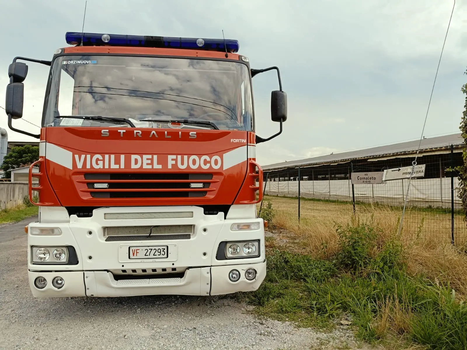 Incendio in un allevamento di Isorella