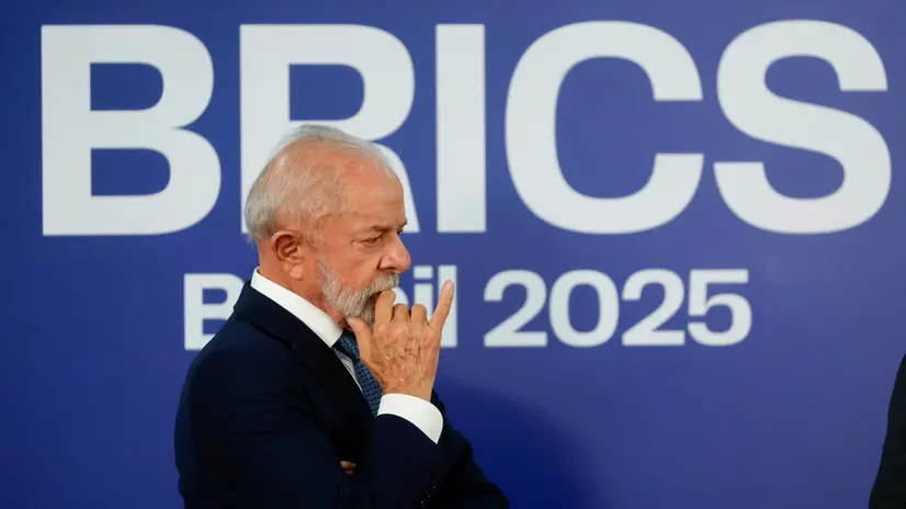 epa12223021 President of Brazil Luiz Inacio Lula da Silva attends a press conference during the BRICS summit in Rio de Janeiro, Brazil 07 July 2025. EPA/ANTONIO LACERDA