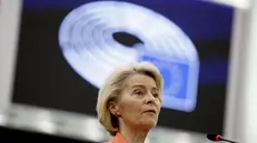 epa12222804 European Commission President Ursula von der Leyen delivers a speech during the motion of censure of the Commission at the European Parliament in Strasbourg, France, 07 July 2025. EPA/GUILLAUME HORCAJUELO