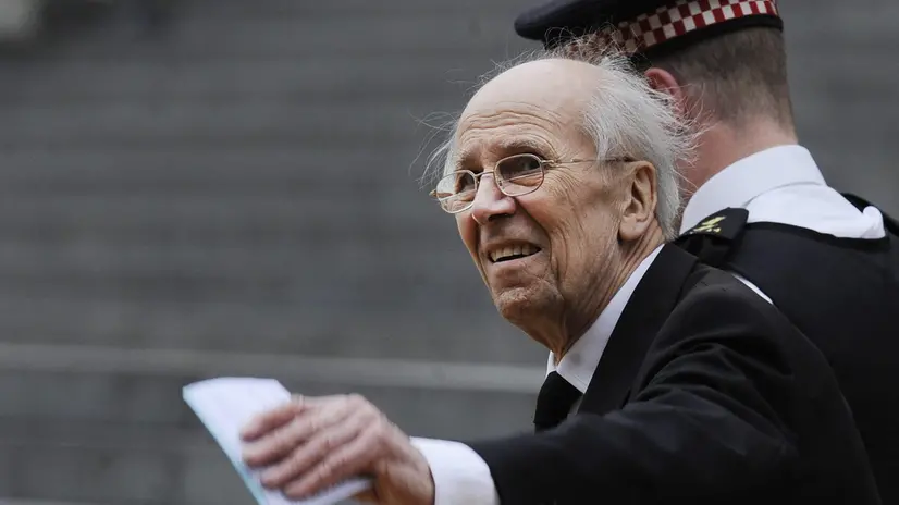 epa03665456 Former Cabinet Minister of Margaret Thatcher, Lord Norman Tebbit, arrives for the funeral service of former British Prime Minister Margaret Thatcher in London, Britain 17 April 2013. Baroness Thatcher died after suffering a stroke at the age of 87 on 08 April 2013. EPA/ANDY RAIN