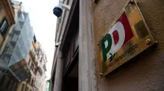 La sede del Nazzareno durante gli incontri della segretaria del Partito Democratico Elly Schlein con imprenditori e parti sociali per approfondire le conseguenze della politica dei dazi, la situazione economica del Paese e illustrare le proposte del partito, presso la sede del Pd, Roma, 14 aprile 2025. ANSA/ANGELO CARCONI