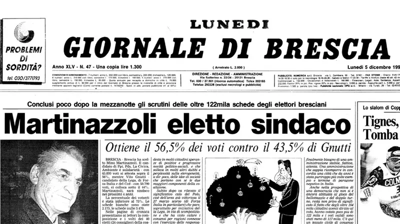 La prima pagina del GdB del 5 dicembre 1994 © www.giornaledibrescia.it