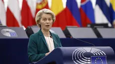 epa12223833 European Commission President Ursula von der Leyen delivers a speech during preparation for the 2025 EU-China summit at the European Parliament in Strasbourg, France, 08 July 2025. EPA/Guillaume Horcajuelo