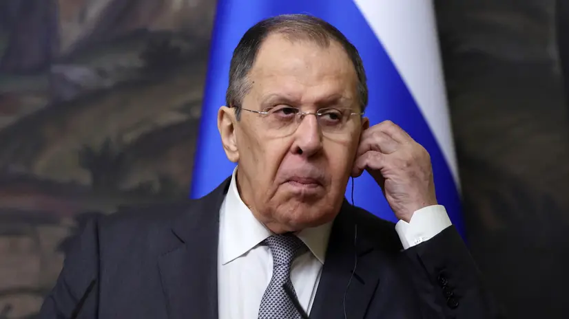 epa12214844 Russian Foreign Minister Sergei Lavrov attends a joint press conference with Saudi Arabia's foreign minister following their meeting in Moscow, Russia, 04 July 2025. EPA/EVGENIA NOVOZHENINA / POOL