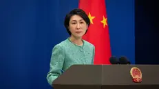 epa11790623 Chinese Foreign Ministry spokesperson Mao Ning speaks during a press conference at the ministry in Beijing, China, 23 December 2024. Ning spoke about affairs regarding Canada and the United States. EPA/JESSICA LEE