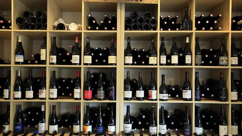 epa11961511 Wine bottles rest on a shelf in a wine cellar in Saint Mathieu de Treviers, southern France, 13 March 2025. US President Donald Trump threatened the European Union on the Truth Social platform on 13 March 2025 with a 200% tariff on tariff on wine, cognac and other alcohol imports from Europe, in response to the EU's retaliation against the US steel and aluminium tariffs. EPA/Guillaume Horcajuelo